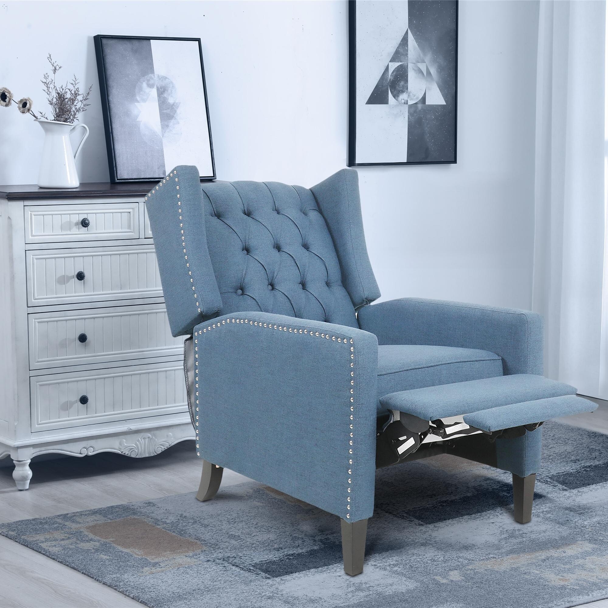 Blue cloth recliner deals
