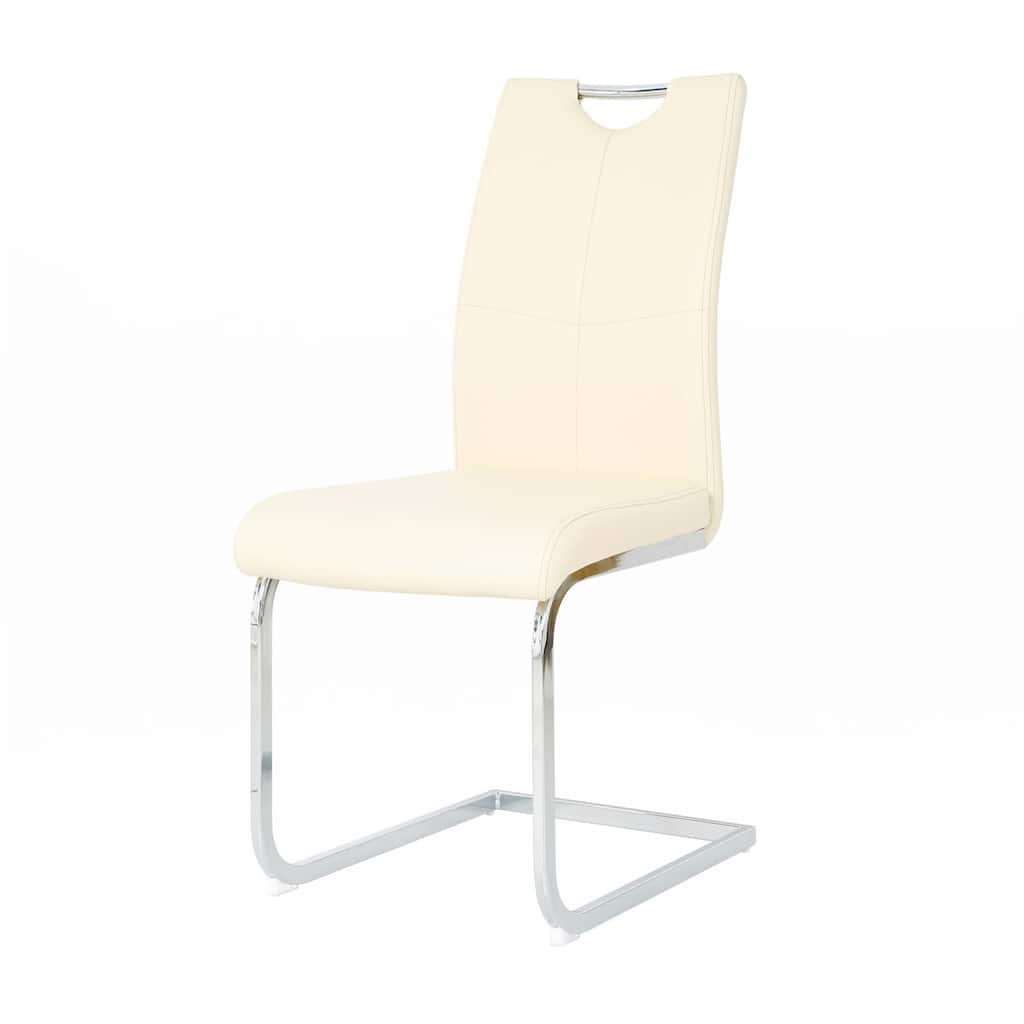 PU Dining Chair Living Room Chair with Silver Leg(Set of 4)