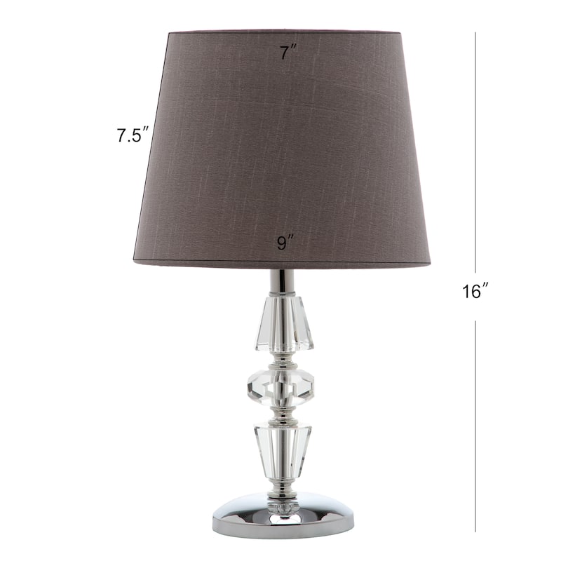 SAFAVIEH Lighting 15-inch Crescendo Grey Shade Tiered Crystal Table Lamp (Set of 2) - 9"x9"x16" - 9"W x 9"D x 16"H
