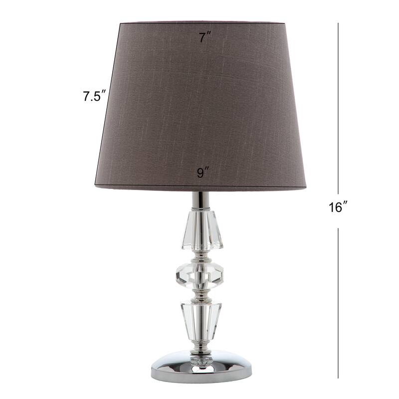 SAFAVIEH Lighting Milissa 15-inch Grey Shade Tiered Crystal Table Lamp (Set of 2) - 9"x9"x16" - 9Wx9Dx16H