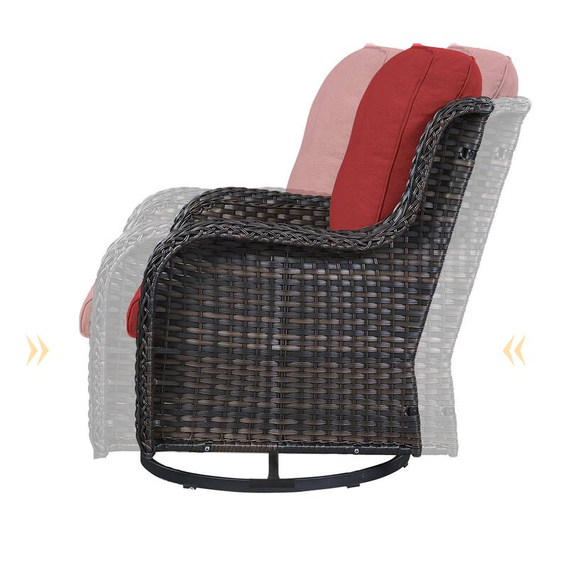 ArcoBay Wicker PE Rattan Outdoor Patio Swivel Glider Chairs with 4'' Olefin Cushions (2-Pack)