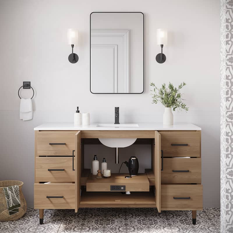 Fresca FCB4460-CWH-U Sawyer 60" Free Standing Single Basin Vanity Set