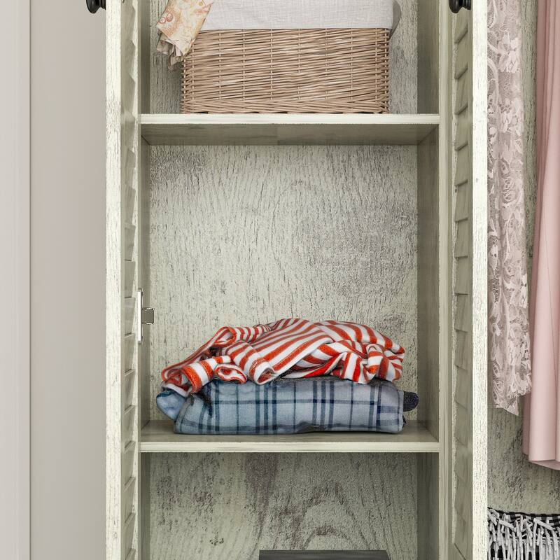 Modern 4-Door Wood Bedroom Armoire in White Closet Cabinet Wardrobe