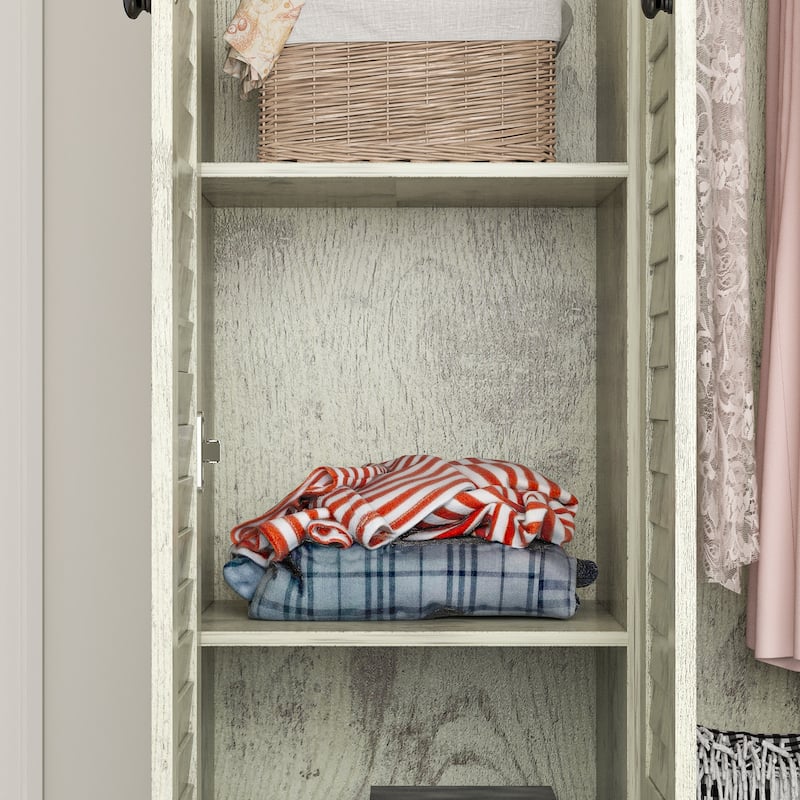 Wardrobe Armoire Closet 59"W Large Freestanding Wardrobe Cabinet White