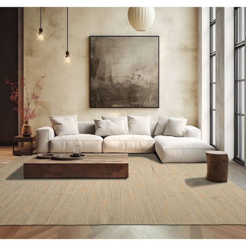 8x11 Hand Knotted Wool Moss Contemporary Flatweave Calvin Klein Rug - 8' x 11' - 8'  x 11'