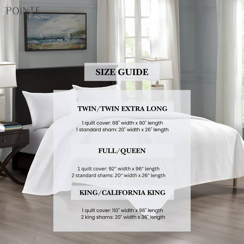 Pointehaven Heavy-Weight Oversized Chevron Design Velvet Quilt Sets