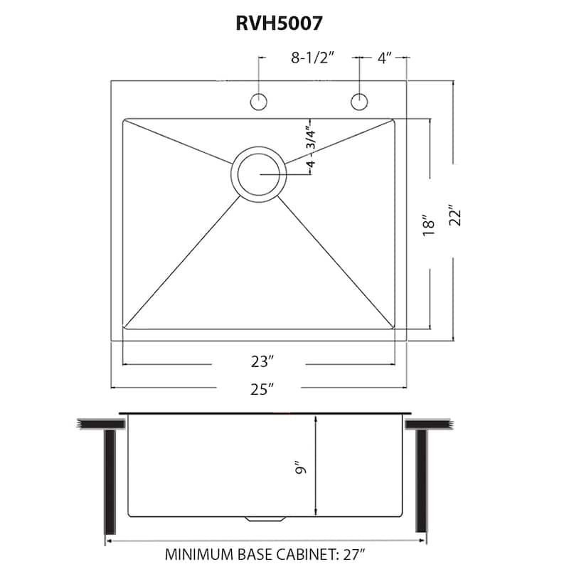 Ruvati 25 inch Gunmetal Black Stainless Steel Workstation Drop-in Topmount Kitchen Sink Single Bowl - 25" x 22" - 25" x 22"
