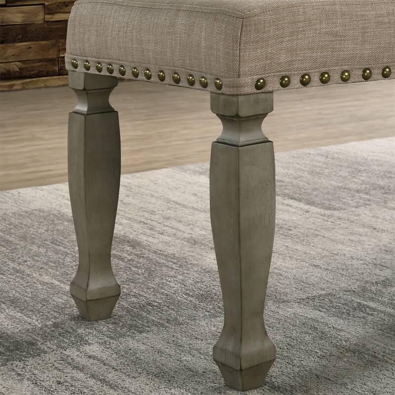 Upholstered Nailhead Bench with Wood Frame
