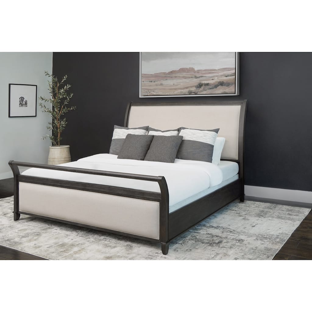 Abbyson Cindi Grey Sleigh Bed