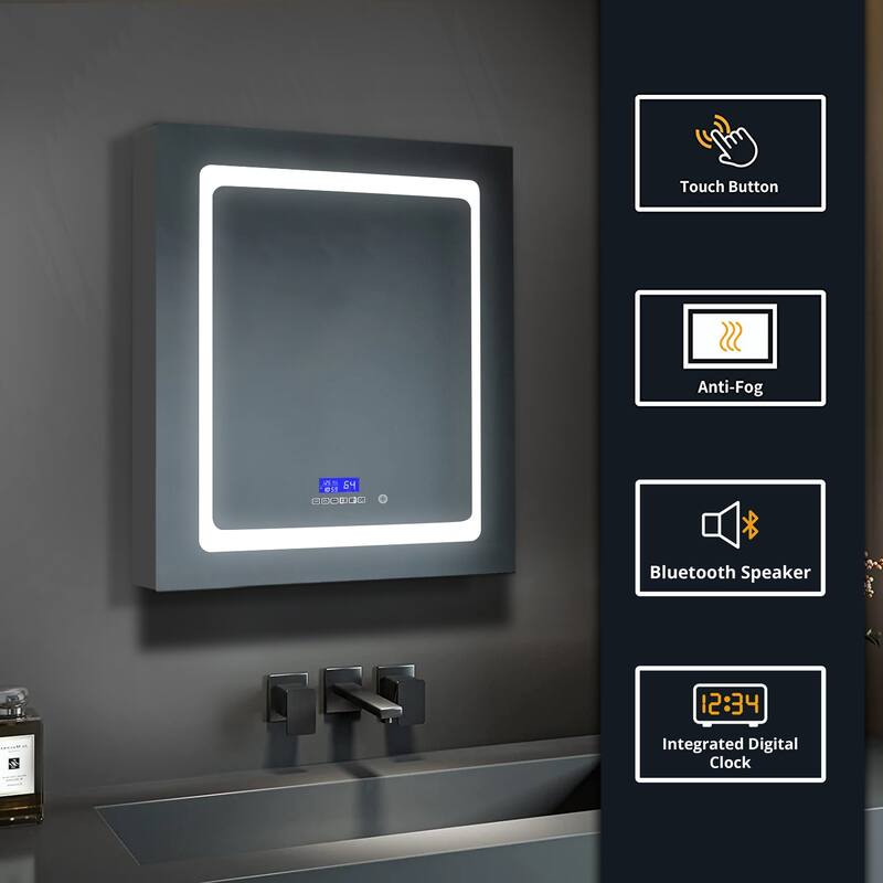 Bracciano 30" Surface-Mount LED Mirror Medicine Cabinet with Defogger