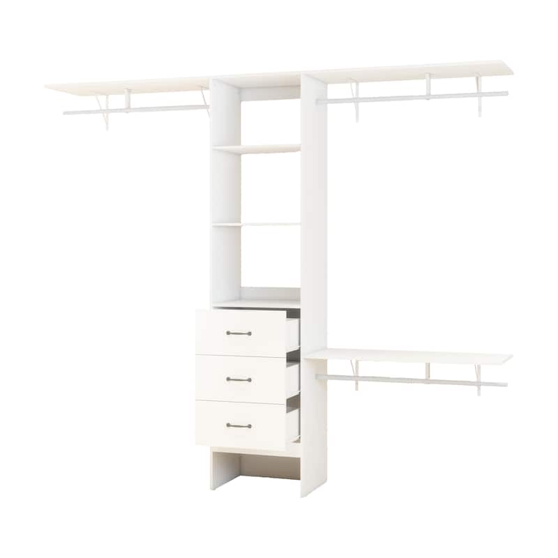 96" Coat Rack w/ 3 Adjustable Shelves,3 Expandable Hanger Rods,3 Drawers