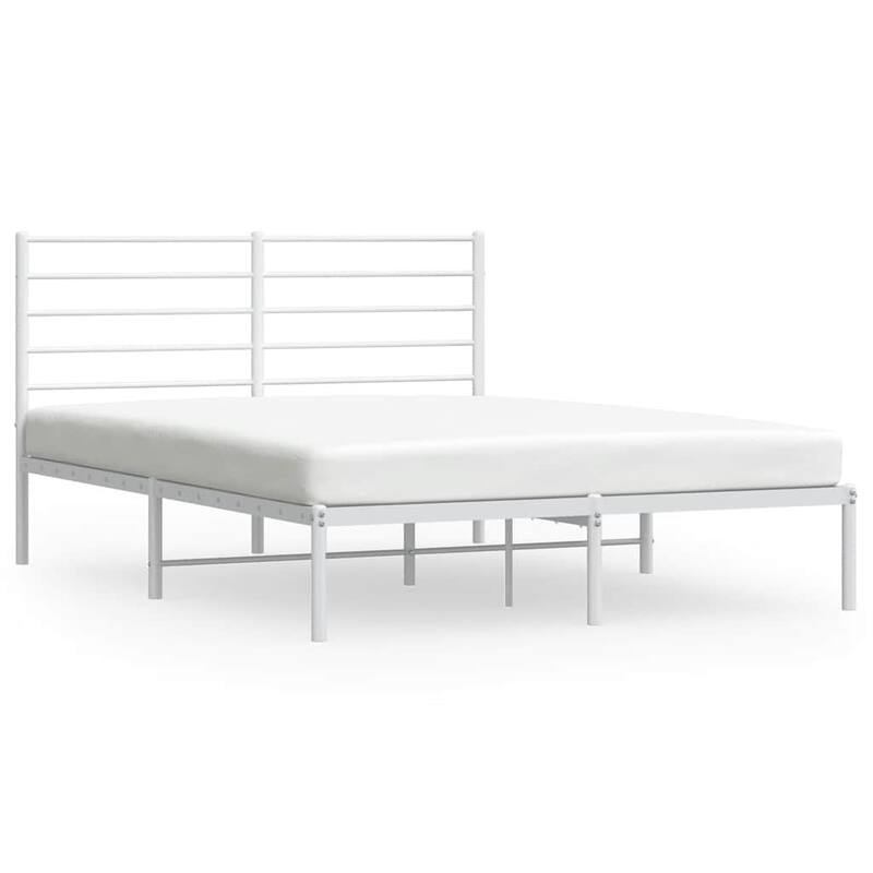 vidaXL Metal Bed Frame with Headboard, No Mattress