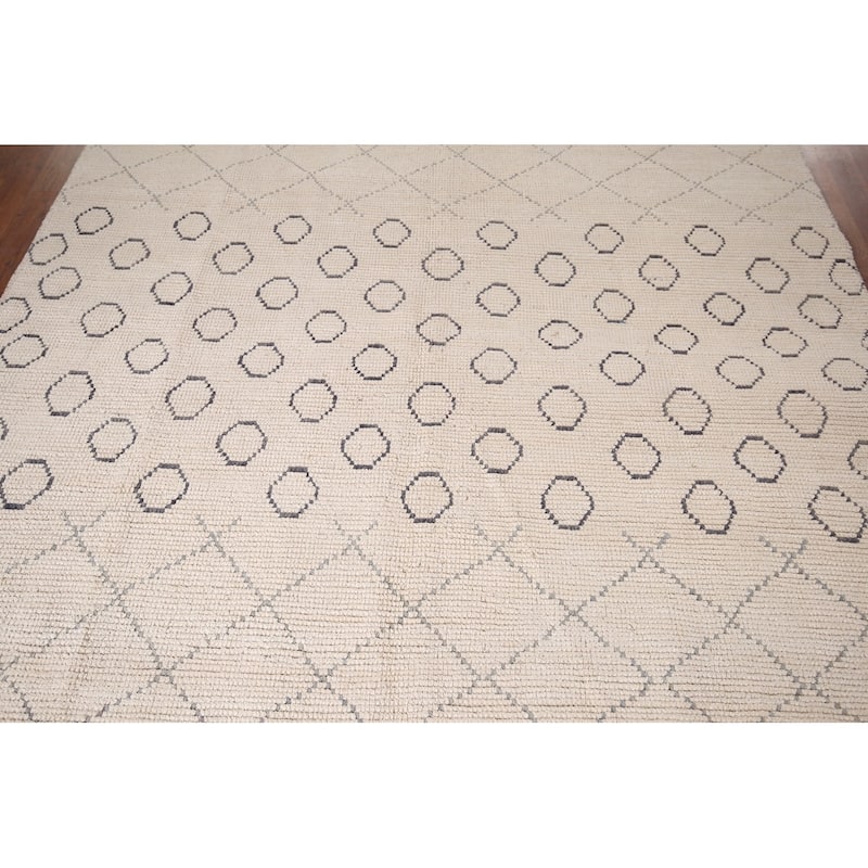All-Over Trellis Moroccan Modern Area Rug Handmade Wool Carpet - 7'0"x 10'10"