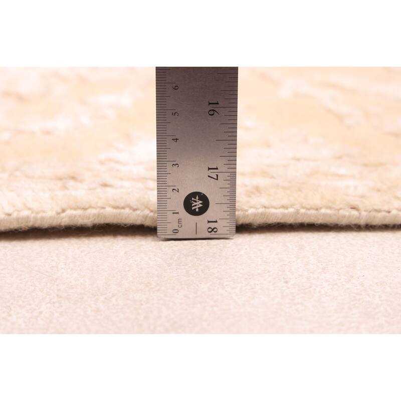 ECARPETGALLERY Hand-knotted Mirzapur Light Khaki Silk, Wool Rug - 5'7 x 7'9