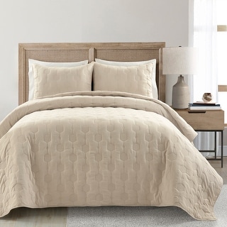 Lush Decor Hexagon Honeycomb Embroidered Textured Cotton Quilt