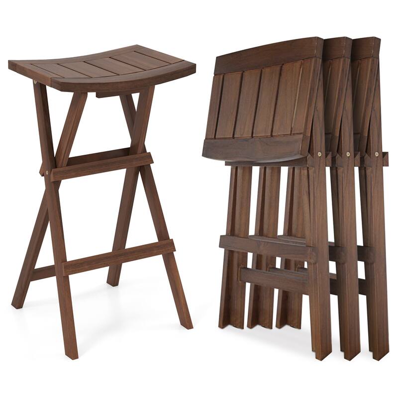 Gymax Bar Stools Set of 4 30'' Folding Bar Height Stools w/ Saddle