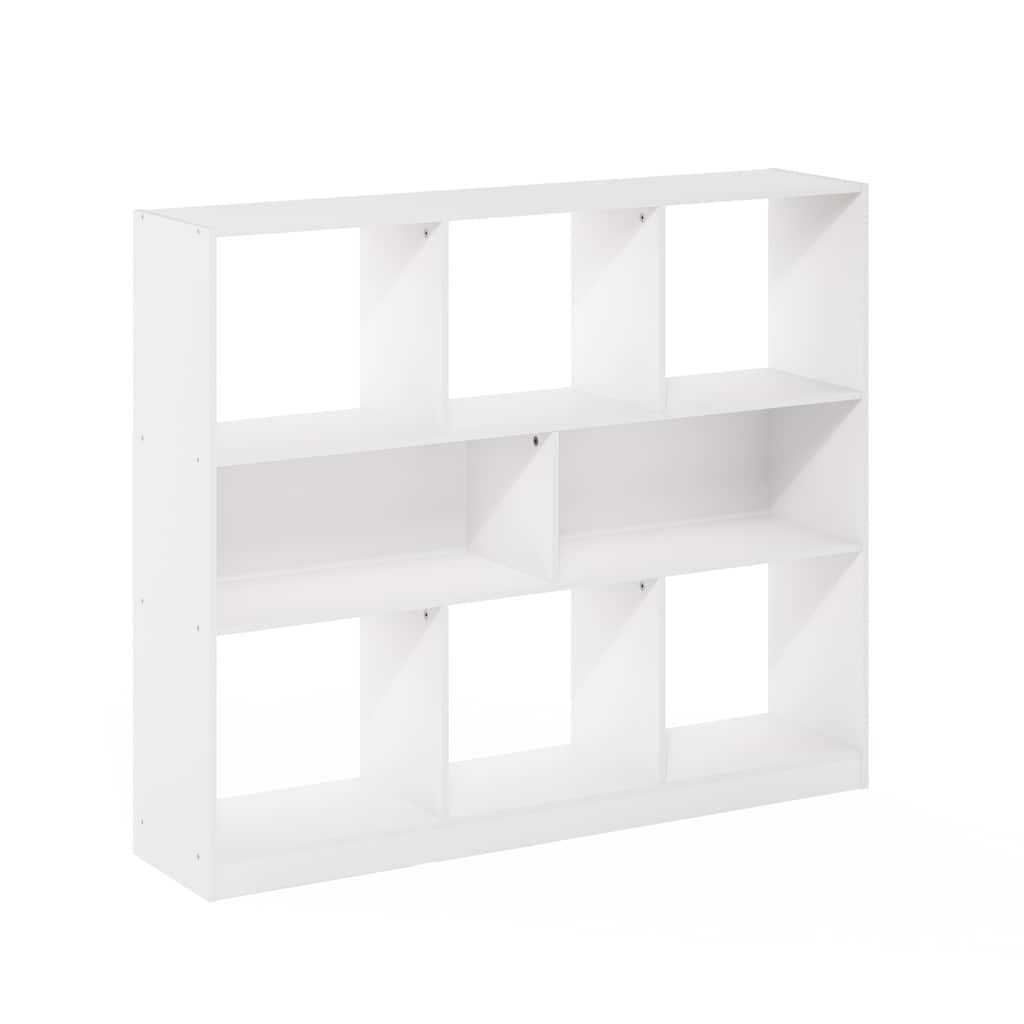 39.37 in. Tall White Wood 8-Shelf Bookcase
