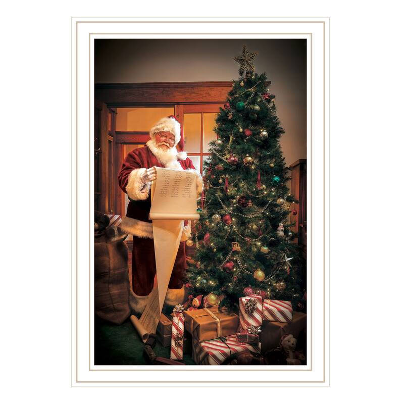 TrendyDecor4U Contemporary "Naughty Or Nice?" Framed Print Wall Art - White
