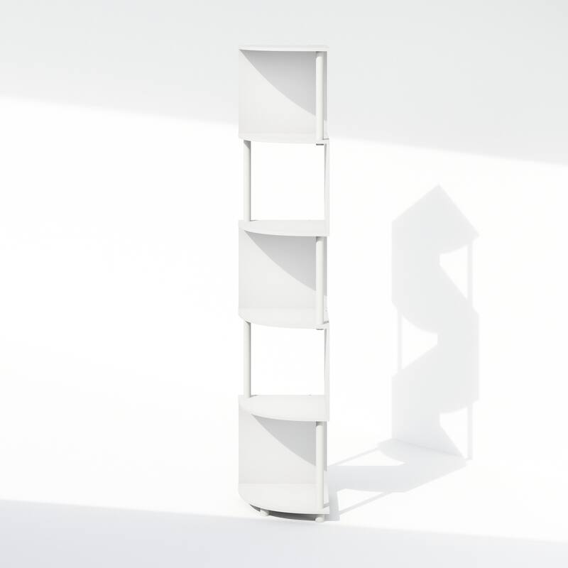 Furinno Basic 5-Tier Zigzag Corner Multipurpose Standing Shelf, Amber Pine/Black