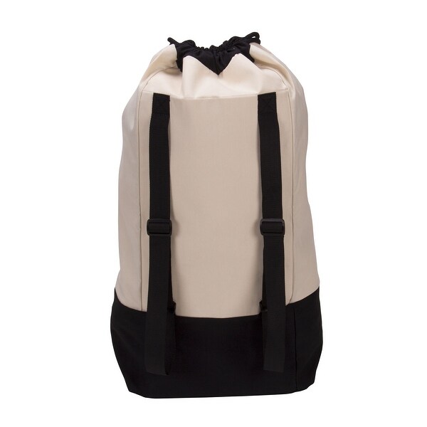 Household Essentials Backpack Duffel Laundry Bag Cream Black