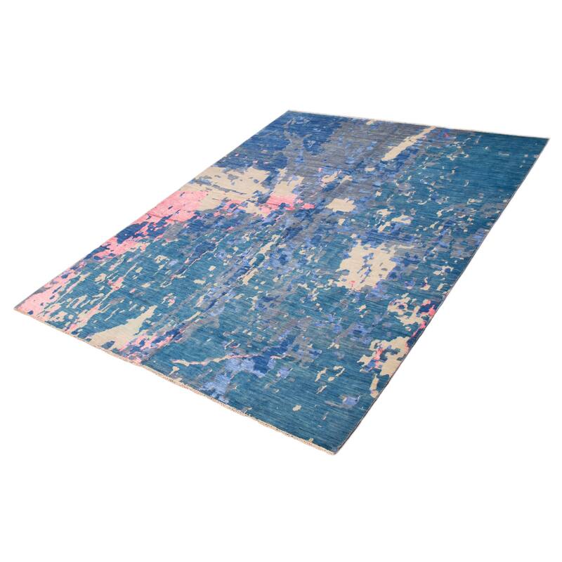 ECARPETGALLERY Hand-knotted Mystique Blue Silk, Wool Rug - 10'0 x 14'0