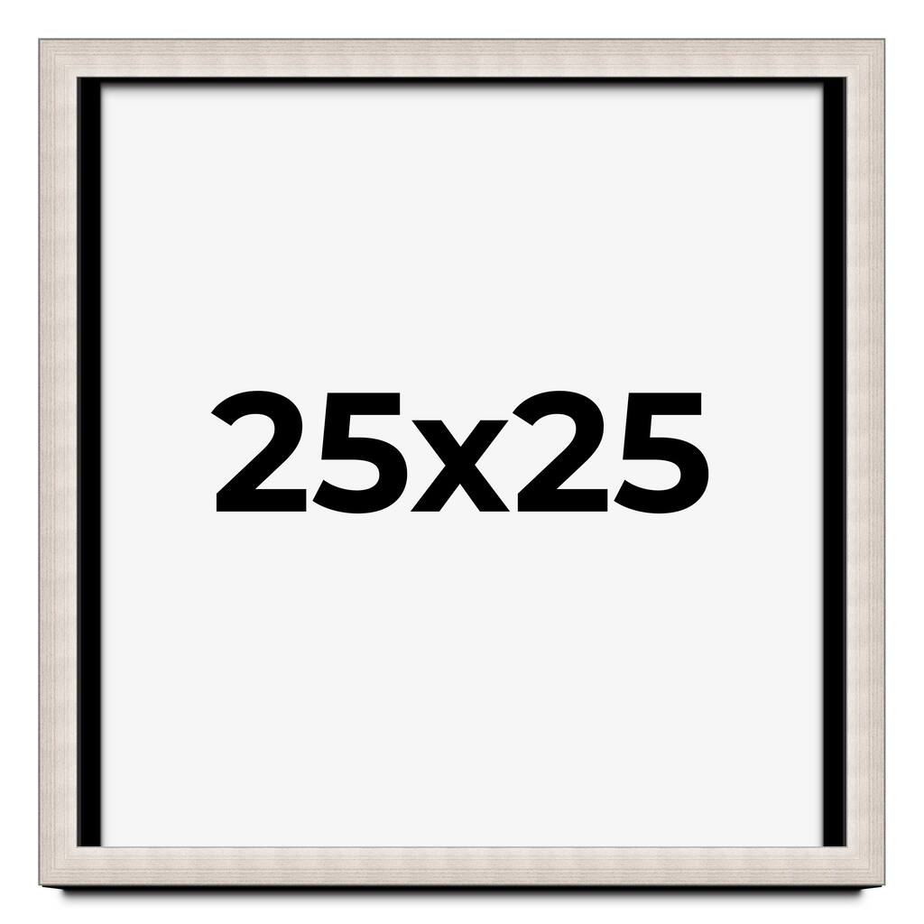 25x25 Shadow Box Frame Silver Real Wood Contemporary Shadowbox Display Frame UV Acrylic Front Acid Free Backing and Hardware