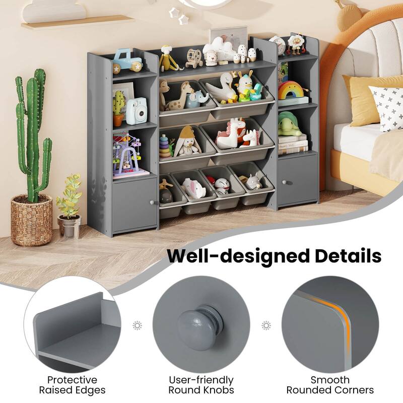 Costway 4-Tier Large Storage Cabinet with 6 Cubbies & 8 Removable Bins - See Details
