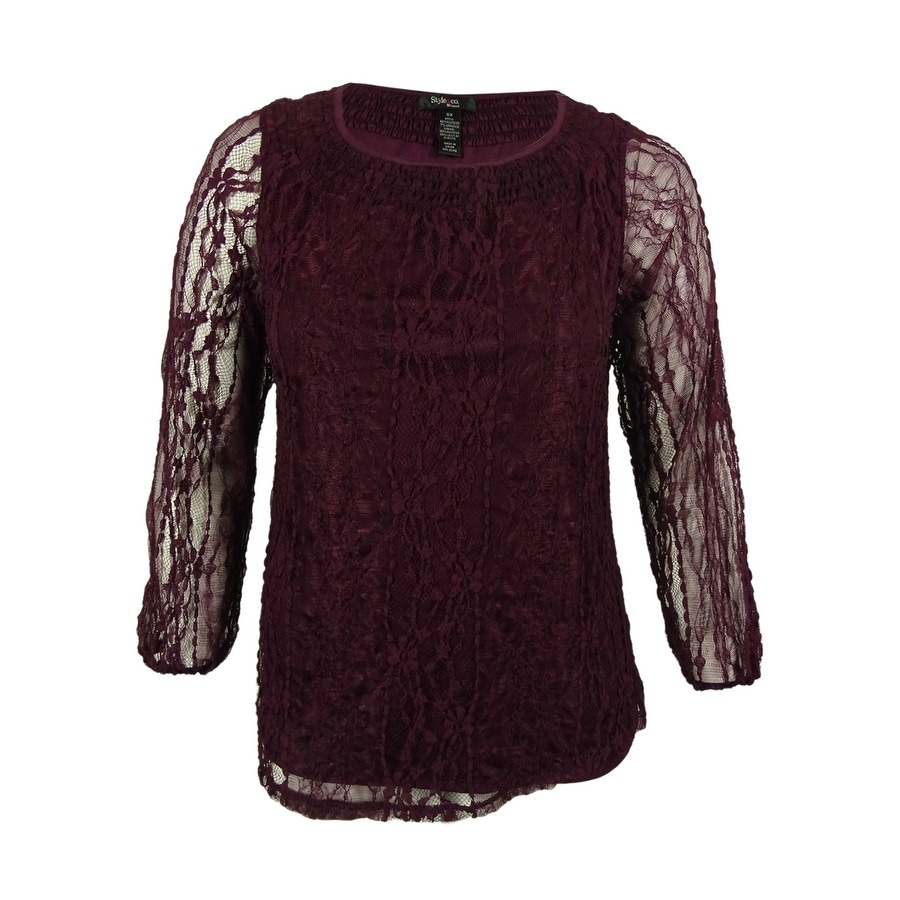 Long sleeve lace overlay top Clearance