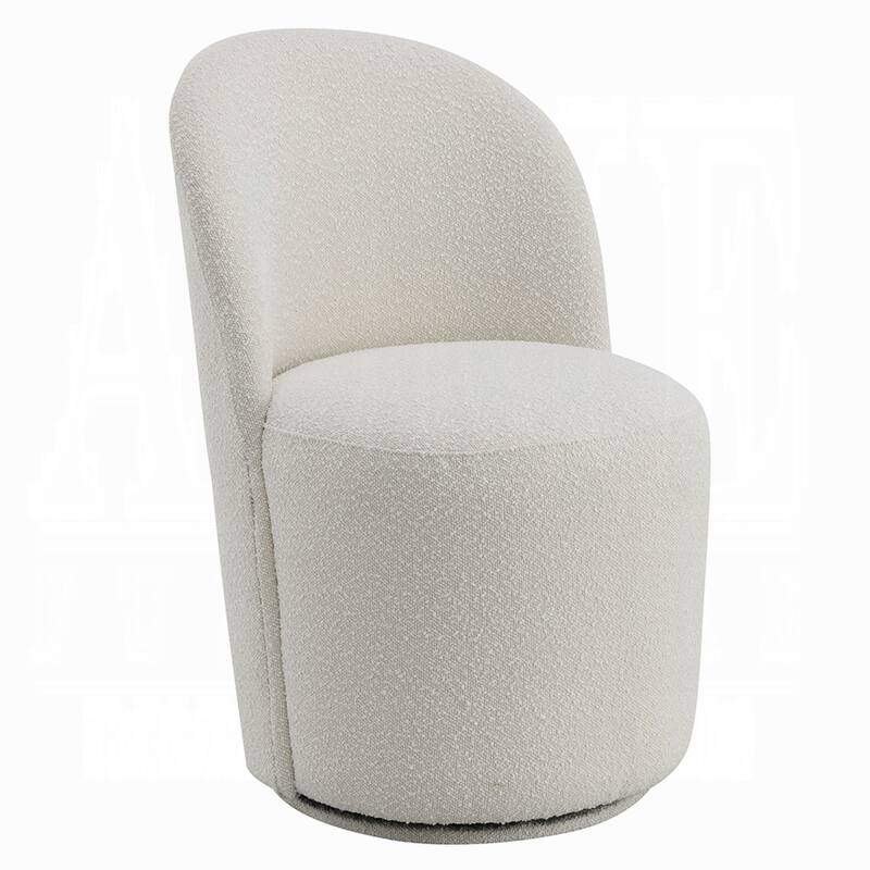 Accent Chair Set of 2, 360 Degree Swivel Rotation, Beige White Boucle