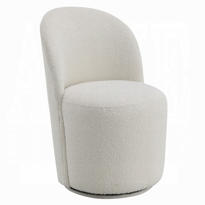 Accent Chair Set of 2, 360 Degree Swivel Rotation, Beige White Boucle