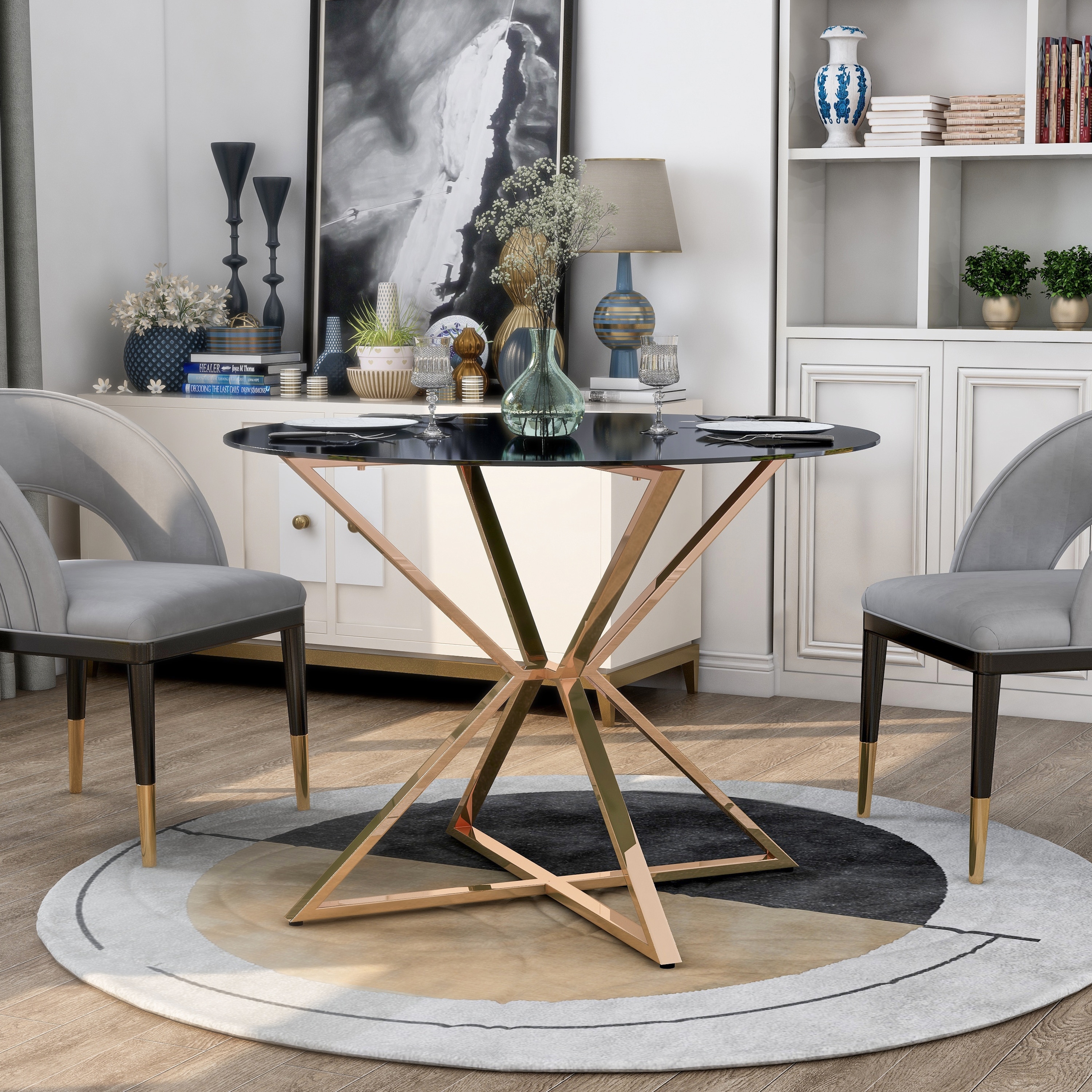 Furniture Of America Elfenda Contemporary Gold Glass Top Dining Table Overstock 32530285