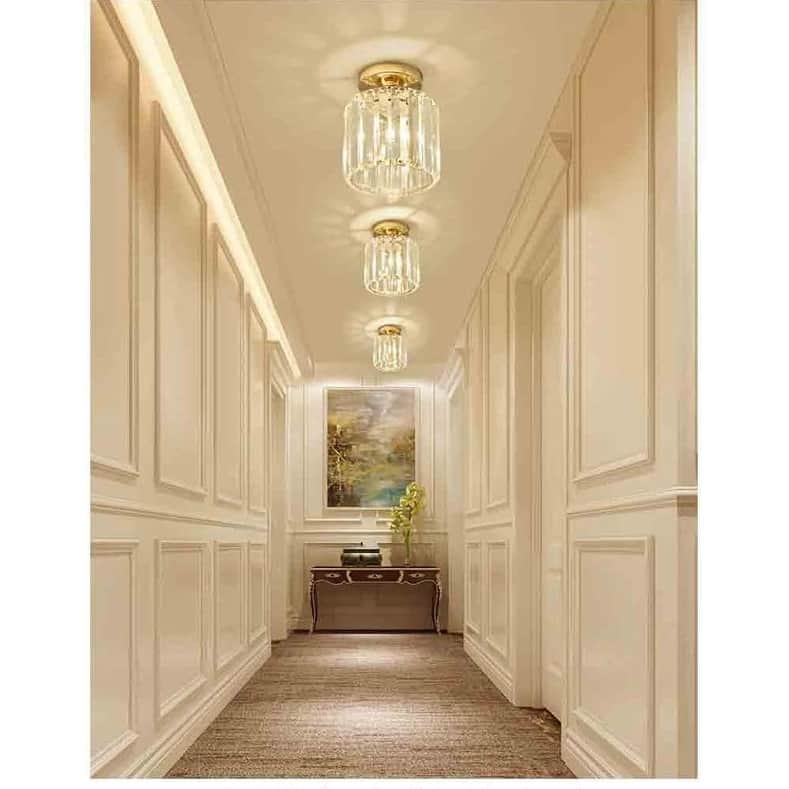 Semi Flush Mount Ceiling Light - Crystal Chandelier Modern Ceiling Light Fixture Hallway Light Fixtures Ceiling - Gold - 7.48