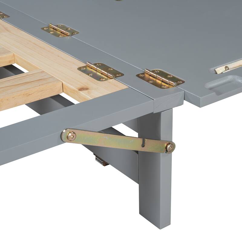 Queen Size Murphy Bed Wall Bed with Iron Legs, Modern Small Room Foldable Bed, Wooden Wall Bed Frame for Home Office