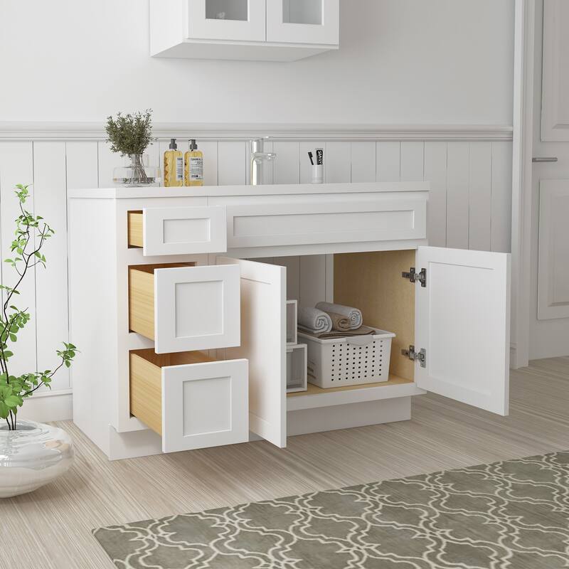 Vanity Art 42" Oak Freestanding Bathroom Vanity Cabinet without Top