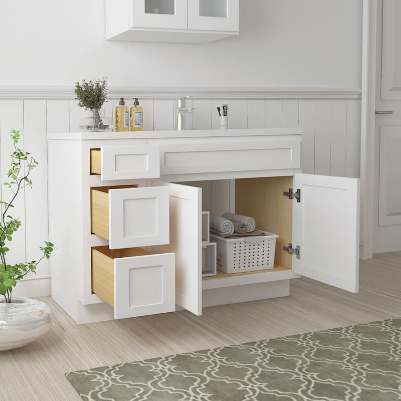 Vanity Art 51" Oak Freestanding Bathroom Vanity Cabinet without Top