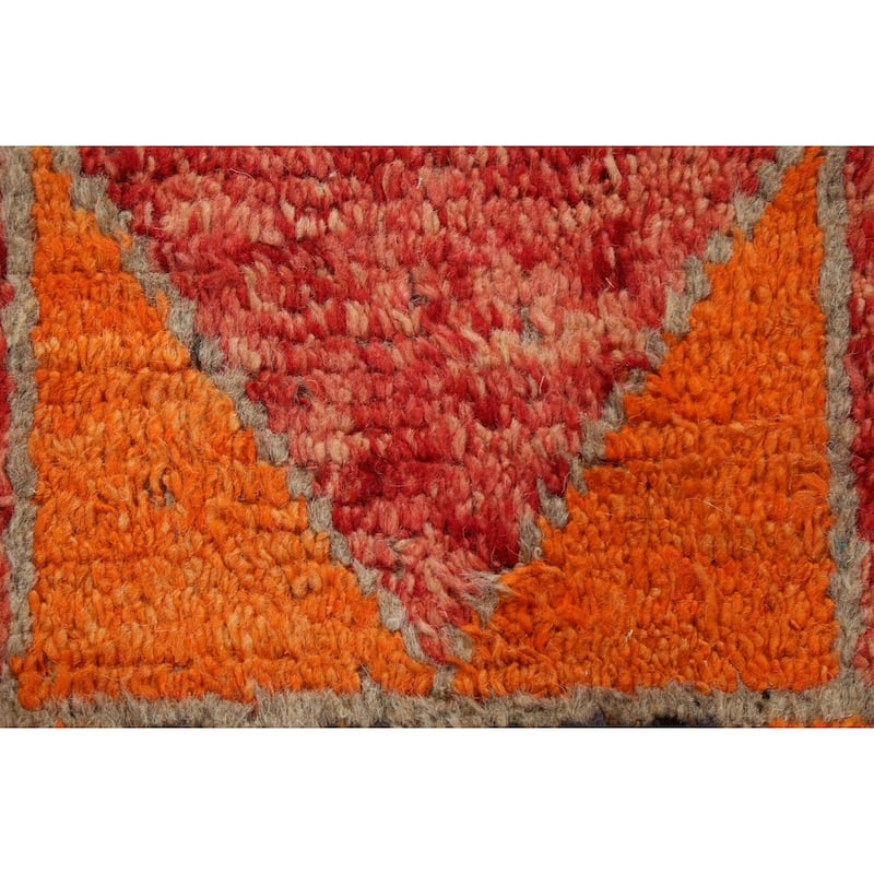 Geometric Moroccan Oriental Runner Rug Wool Handmade Staircase Carpet - 2'8" x 12'7"