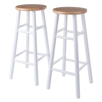 Huxton 2-Pc Bar Stools, 29", Natural & White - N/A