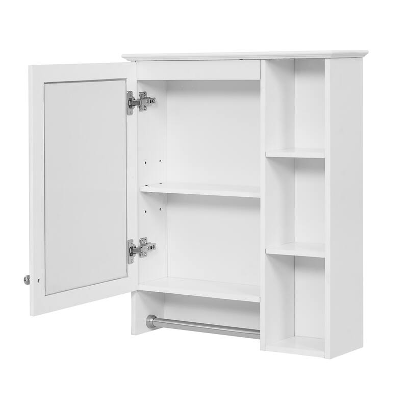 24-inch 3-in-1 Bathroom Mirror Cabinet - Wall Mounted Medicine Cabinet with Adjustable Shelf & Tower Bar, High-Define Mirror