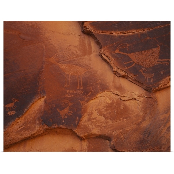 "Petroglyphs on the rocks, Monument Valley Tribal Park, Arizona" Poster Print