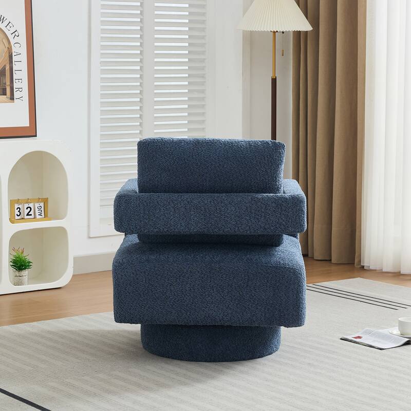 Upholstered Swivel Accent Chair, Modern Arm Chair with Open Back,360 Degree Swivel Lounge Club Chair with Removable Back Cushion