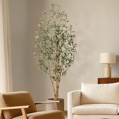 6FT Faux Olive Tree Artificial Indoor,Tall Fake Olive Tree with Moss
