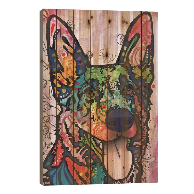 Shepherd Love Print On Wood by Dean Russo - Multi-Color - 26x18x1.5