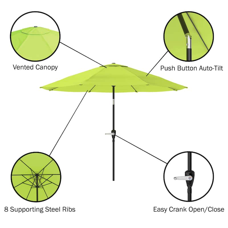 Pure Garden 10ft Aluminum Patio Umbrella with Auto Tilt and Easy Crank