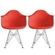 preview thumbnail 16 of 24, Set of 2 Plastic Eiffel Molded Shell Retro Dining Chairs Accent For Living Room Kitchen Chrome Desk Designer Office Bright Red