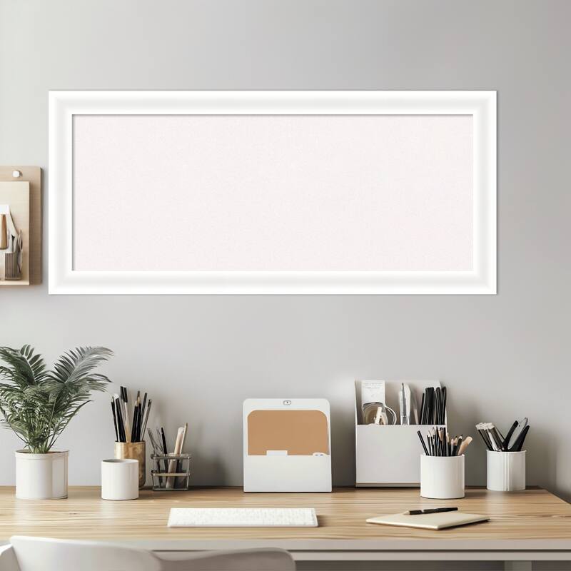 Oliver White Narrow Wood Framed Cork Board - Bulletin Board, Organization Board, Pin Board