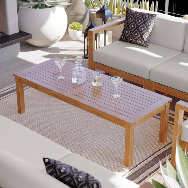 Upland Outdoor Patio Teak Wood Coffee Table - Natural