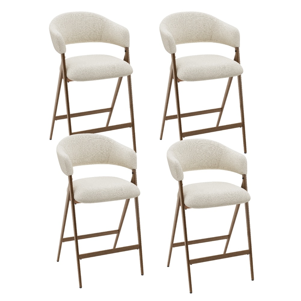 Ergonomic Counter Height Bar Stools with Curved Backrest & Breathable Fabric