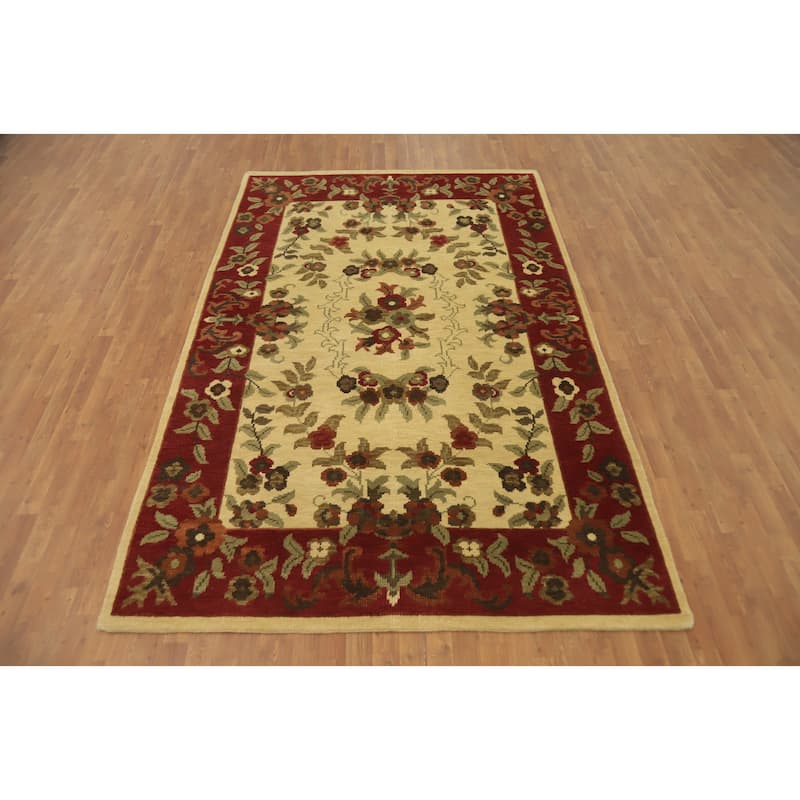 All-Over Floral Handmade Area Rug 6x10 - 10' 0'' X 6' 5''