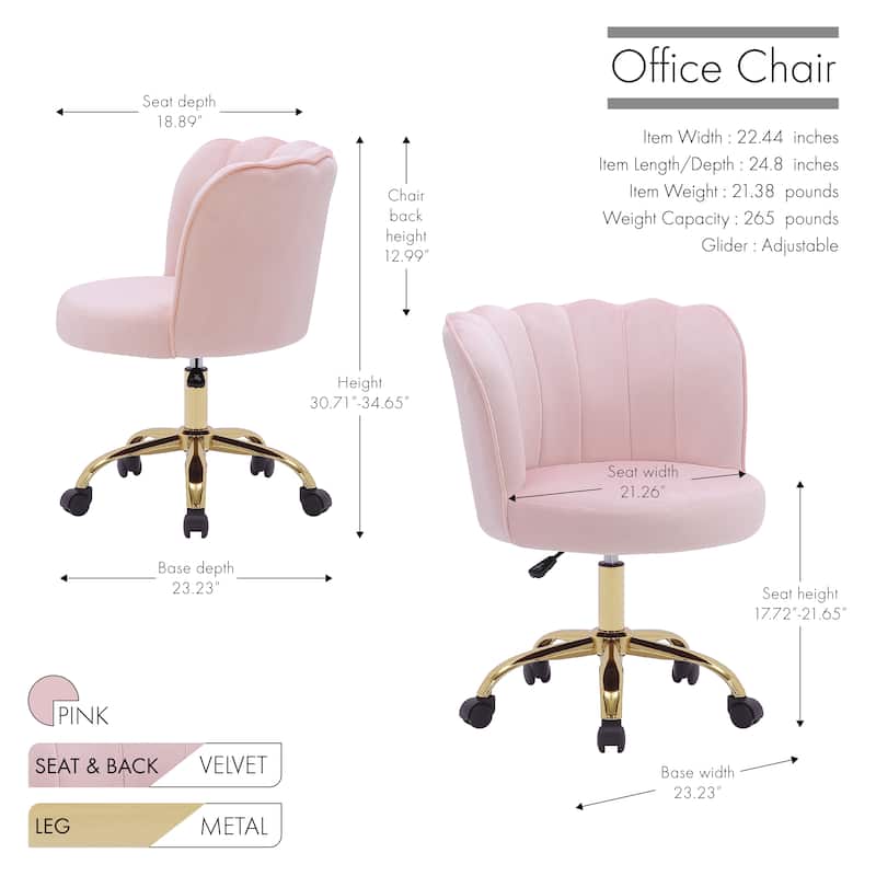 Porthos Home Alma Velvet Swivel Office Chair