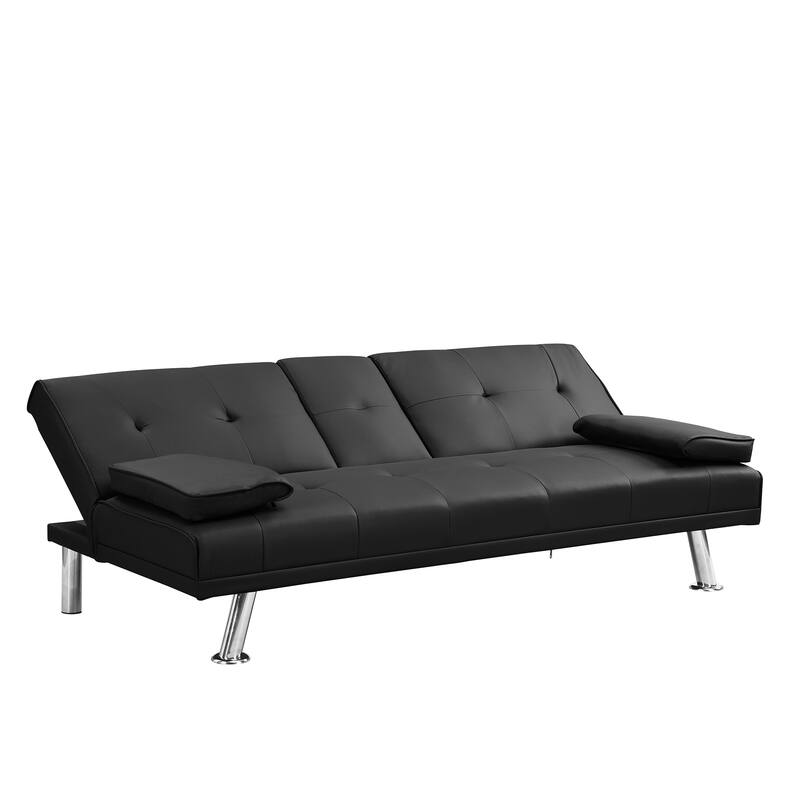 Wooden Sofa Bed with Armrest Two Holders